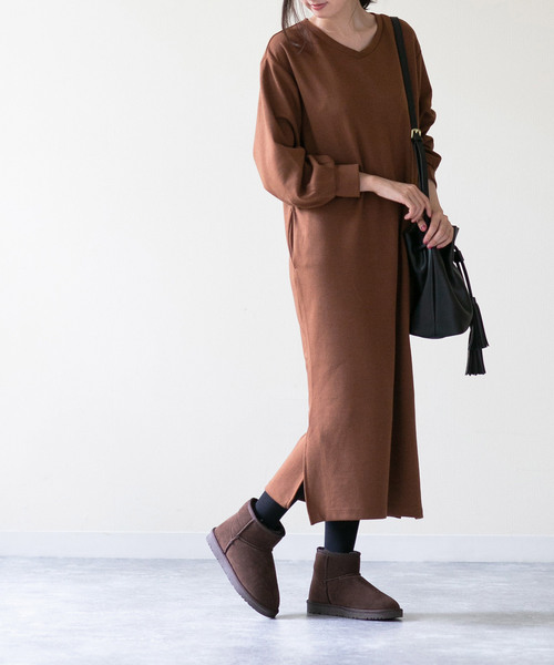 mooimooi（モーイモーイ）の「ショート ムートンブーツ（ブーツ・レディース・キャメル/スモークピンク/オレンジ/ネイビー/ピンク/ベージュ/ブラック/ダークブラウン/チャコールグレー・S/M/L/LL/3L/4L）」の17枚目の写真