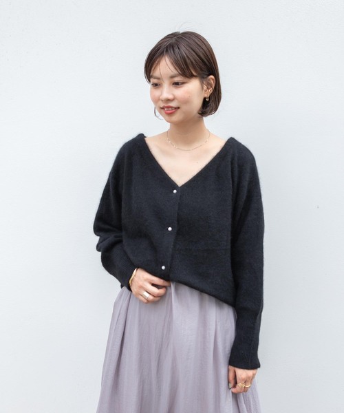 flower（フラワー）の「フラッフニットカーディガン（カーディガン/ボレロ・レディース・ブラック/ベージュ/ピンク・FREE）」の6枚目の写真