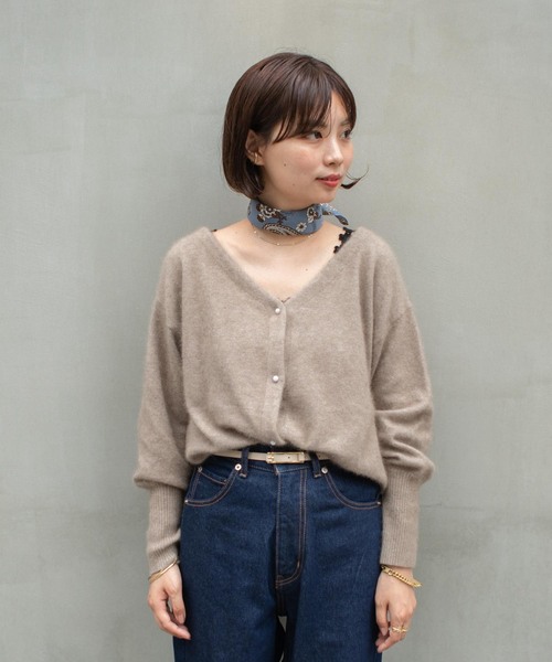 flower（フラワー）の「フラッフニットカーディガン（カーディガン/ボレロ・レディース・ブラック/ベージュ/ピンク・FREE）」の5枚目の写真