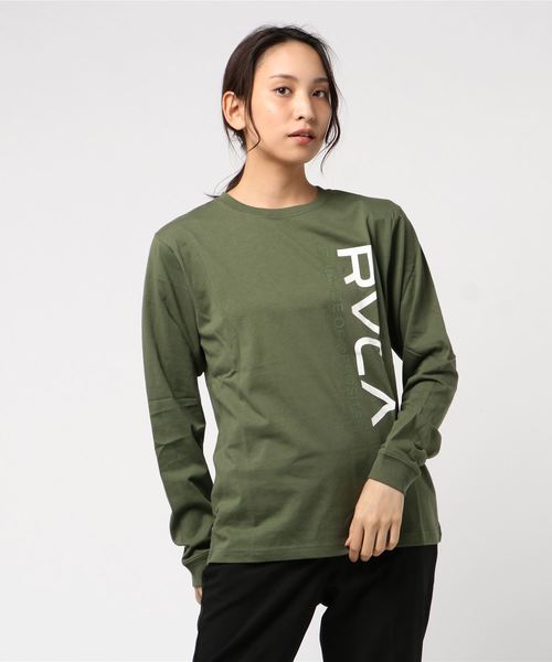 RVCA(ルーカ)の「RVCA レディース LINE RVCA LS TEE ロングスリーブTシャツ/ルーカ ロンT ビッグロゴ(Tシャツ/カットソー・レディース・ブラック/モスグリーン/マスタード/パープル/ホワイト・X-SMALL/SMALL)」の4枚目の写真