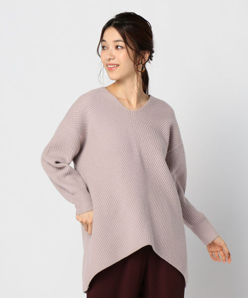 NOLLEY’S Sophi(ノーリーズソフィ)の「7G両畦Vネックプルオーバーニット(ニット/セーター・レディース・ライトブルー/ベージュ/ネイビー/オフホワイト・38)」の3枚目の写真