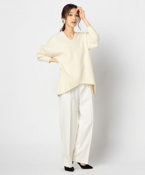 NOLLEY’S Sophi(ノーリーズソフィ)の「7G両畦Vネックプルオーバーニット(ニット/セーター・レディース・ライトブルー/ベージュ/ネイビー/オフホワイト・38)」の9枚目の写真
