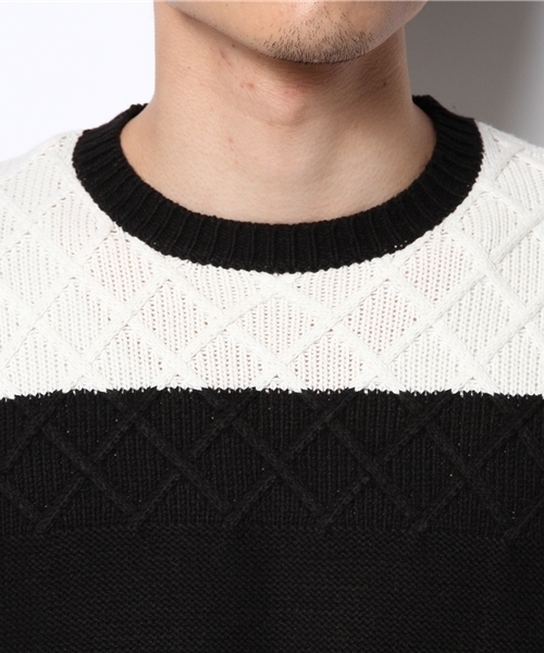 And A（アンドエー）の「ランダムケーブルボーダークルーネックニット（ニット/セーター・メンズ・ブラック/ブラウン・40/42/44）」の6枚目の写真