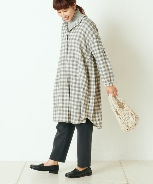 PUAL CE CIN(ピュアルセシン)の「タックテーパードパンツ(その他パンツ・レディース・チャコールグレー/ベージュ/ネイビー/カーキ・FREE)」の11枚目の写真