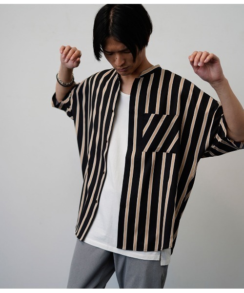 JUNRED（ジュンレッド）の「コックカラードルマンストライプシャツ（シャツ/ブラウス・メンズ・ホワイト/ブラック・M/L）」の4枚目の写真