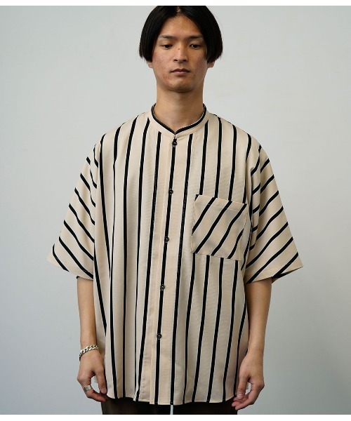 JUNRED（ジュンレッド）の「コックカラードルマンストライプシャツ（シャツ/ブラウス・メンズ・ホワイト/ブラック・M/L）」の11枚目の写真