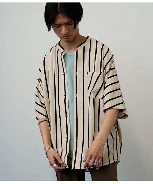 JUNRED（ジュンレッド）の「コックカラードルマンストライプシャツ（シャツ/ブラウス・メンズ・ホワイト/ブラック・M/L）」の16枚目の写真