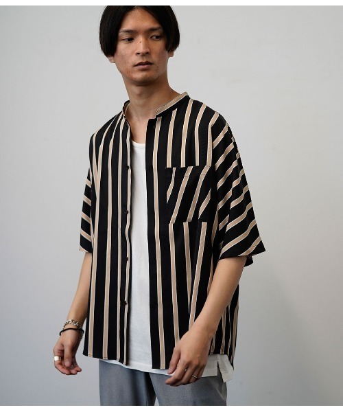 JUNRED（ジュンレッド）の「コックカラードルマンストライプシャツ（シャツ/ブラウス・メンズ・ホワイト/ブラック・M/L）」の15枚目の写真