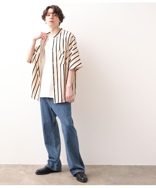 JUNRED（ジュンレッド）の「コックカラードルマンストライプシャツ（シャツ/ブラウス・メンズ・ホワイト/ブラック・M/L）」の20枚目の写真