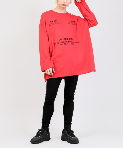 DING（ディング）の「DING/COLLABORATION Tワンピ（Tシャツ/カットソー・レディース・ホワイト/ブラック/レッド/ベージュ・FREE）」の6枚目の写真