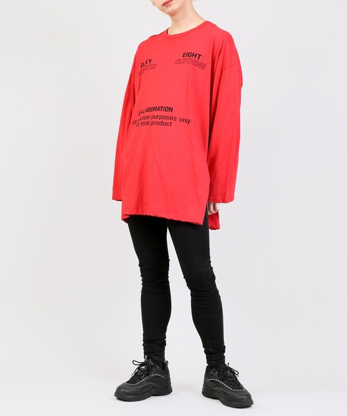 DING（ディング）の「DING/COLLABORATION Tワンピ（Tシャツ/カットソー・レディース・ホワイト/ブラック/レッド/ベージュ・FREE）」の7枚目の写真