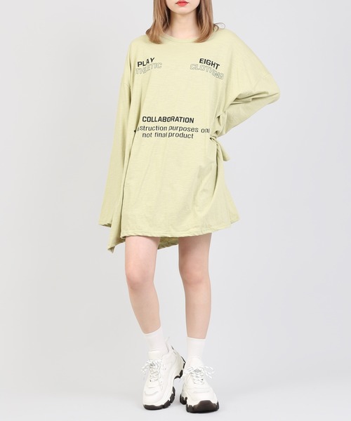 DING（ディング）の「DING/COLLABORATION Tワンピ（Tシャツ/カットソー・レディース・ホワイト/ブラック/レッド/ベージュ・FREE）」の8枚目の写真