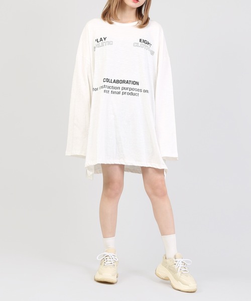 DING（ディング）の「DING/COLLABORATION Tワンピ（Tシャツ/カットソー・レディース・ホワイト/ブラック/レッド/ベージュ・FREE）」の9枚目の写真