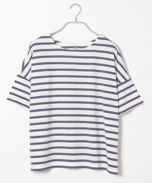 LAKOLE（ラコレ）の「アソートボーダー柄ワイドTシャツ / LAKOLE（Tシャツ/カットソー・レディース・ライトグリーン/ボルドー/ライラック/グレー/ブラック・SMALL/MEDIUM）」の5枚目の写真