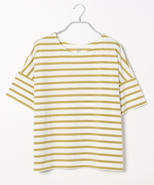 LAKOLE（ラコレ）の「アソートボーダー柄ワイドTシャツ / LAKOLE（Tシャツ/カットソー・レディース・ライトグリーン/ボルドー/ライラック/グレー/ブラック・SMALL/MEDIUM）」の4枚目の写真