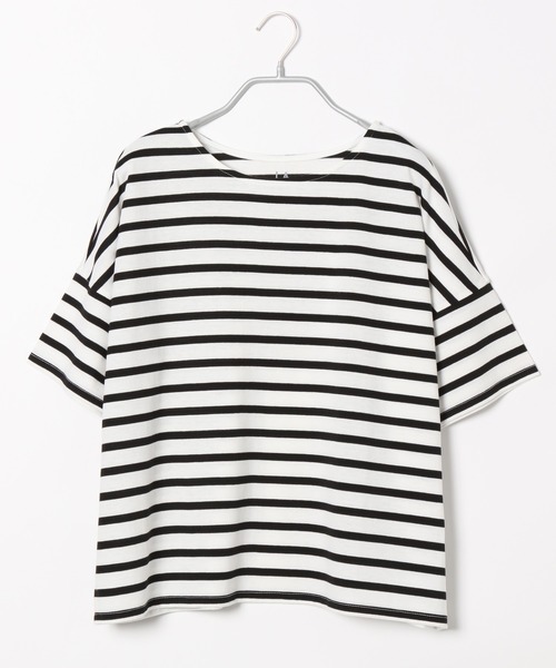 LAKOLE（ラコレ）の「アソートボーダー柄ワイドTシャツ / LAKOLE（Tシャツ/カットソー・レディース・ライトグリーン/ボルドー/ライラック/グレー/ブラック・SMALL/MEDIUM）」の2枚目の写真