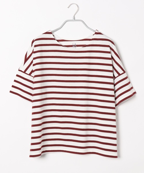 LAKOLE（ラコレ）の「アソートボーダー柄ワイドTシャツ / LAKOLE（Tシャツ/カットソー・レディース・ライトグリーン/ボルドー/ライラック/グレー/ブラック・SMALL/MEDIUM）」の22枚目の写真
