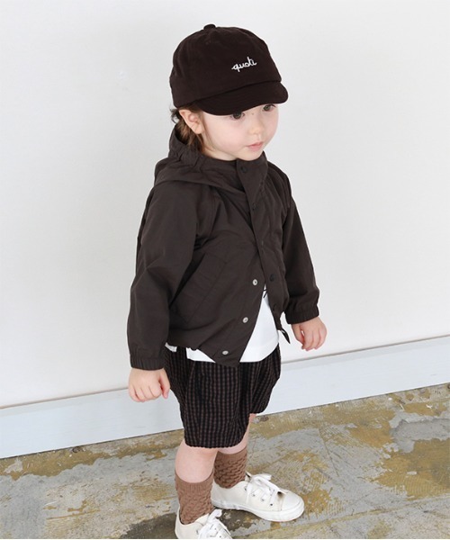 quoti use fith(クゥオティ ユース フィス)の「シアサッカーギンガムタックショートパンツ(その他パンツ・キッズ・ブラウン/ベージュ・100/120/130/110/90/80)」の3枚目の写真