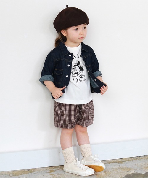 quoti use fith(クゥオティ ユース フィス)の「シアサッカーギンガムタックショートパンツ(その他パンツ・キッズ・ブラウン/ベージュ・100/120/130/110/90/80)」の6枚目の写真