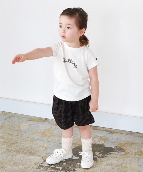 quoti use fith(クゥオティ ユース フィス)の「シアサッカーギンガムタックショートパンツ(その他パンツ・キッズ・ブラウン/ベージュ・100/120/130/110/90/80)」の8枚目の写真