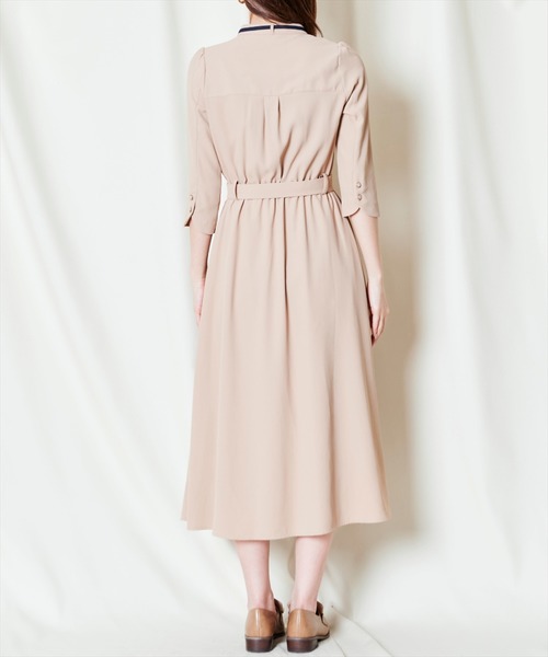 ワンピーススカラップカラーブロックプリーツワンピース 当社の ワンピース