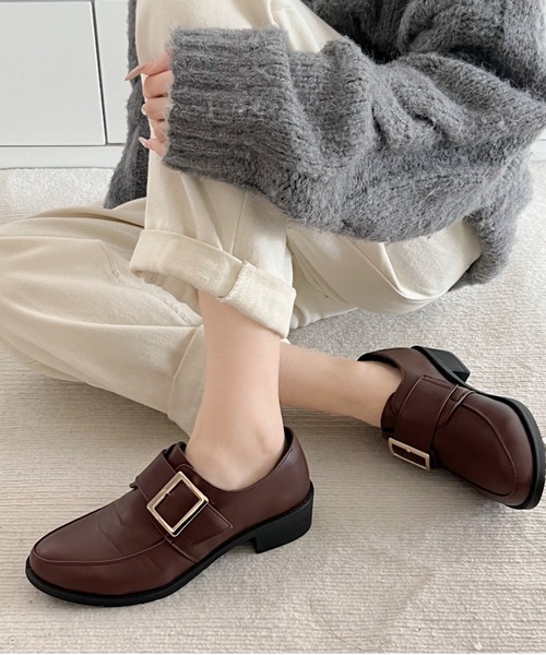 セール】超軽量マニッシュ バックル付き ローファー 7666（ローファー