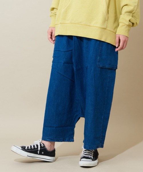 セール Web限定 ウエストリブ カーゴ ゆるまた 7 5オンス サルエル デニムパンツ デニムパンツ Cube Sugar キューブシュガー のファッション通販 Zozotown
