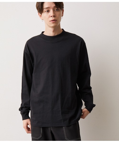 JUNRED(ジュンレッド)の「モックネックロングスリーブプルオーバー(Tシャツ/カットソー・メンズ・ホワイト/ブラック・S/M/L)」の2枚目の写真