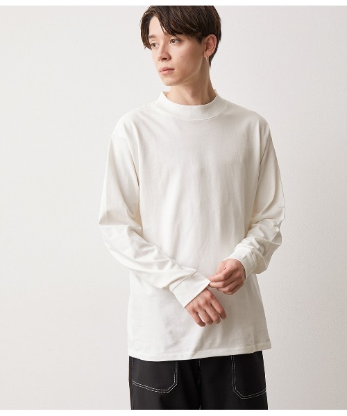 JUNRED(ジュンレッド)の「モックネックロングスリーブプルオーバー(Tシャツ/カットソー・メンズ・ホワイト/ブラック・S/M/L)」の3枚目の写真