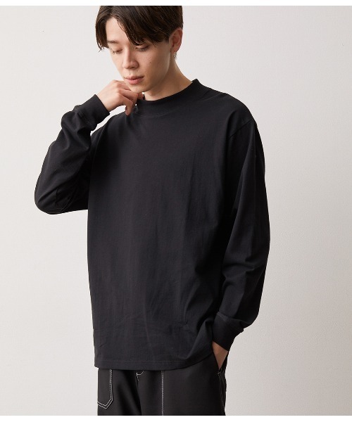 JUNRED(ジュンレッド)の「モックネックロングスリーブプルオーバー(Tシャツ/カットソー・メンズ・ホワイト/ブラック・S/M/L)」の4枚目の写真