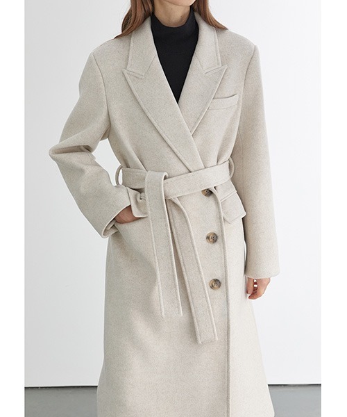 Fano Studios（ファノ ストゥディオズ）の「【Fano Studios】Belted double-breasted chester coat FD20D006（チェスターコート・レディース・アイボリー・L/S/M）」の3枚目の写真
