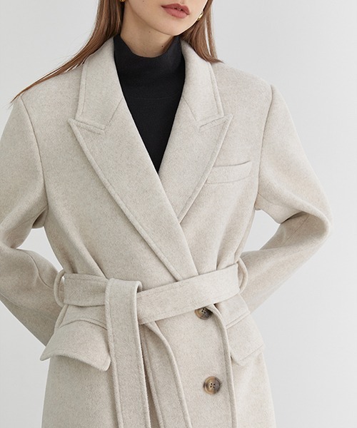 Fano Studios（ファノ ストゥディオズ）の「【Fano Studios】Belted double-breasted chester coat FD20D006（チェスターコート・レディース・アイボリー・L/S/M）」の5枚目の写真