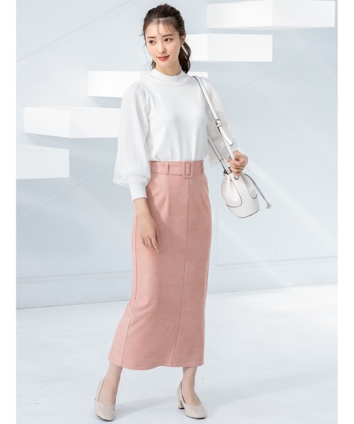 fifth（フィフス）の「ウエストベルト付きタイトロングスカート（スカート・レディース・ホワイト/ピンク/ミント・MEDIUM）」の3枚目の写真