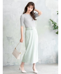 ウエストベルト付きタイトロングスカート