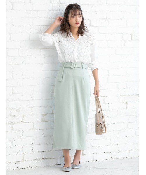 fifth（フィフス）の「ウエストベルト付きタイトロングスカート（スカート・レディース・ホワイト/ピンク/ミント・MEDIUM）」の5枚目の写真