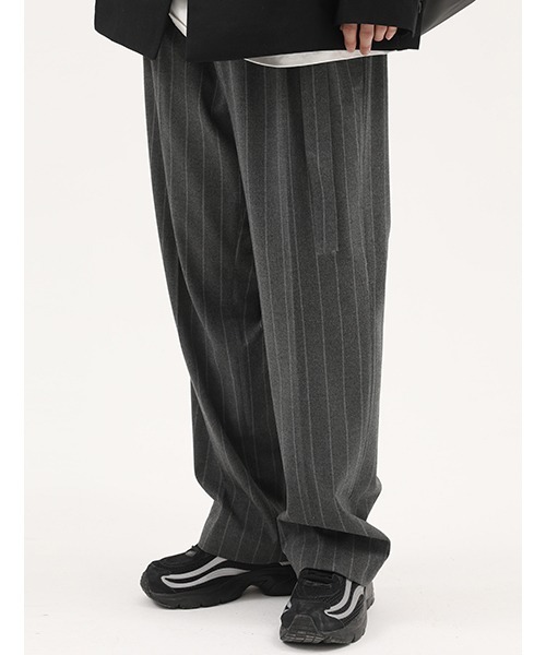 MASONPRINCE(メイソンプリンス)の「【MASONPRINCE】Striped have leisure trousers XXK2021(スラックス・メンズ・ダークグレー/ライトグレー・XL/S/M/L)」の6枚目の写真