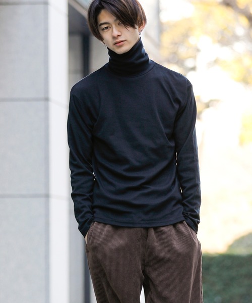 Beno(ビーノ)の「マイクロスムース タートルネック カットソー ロングスリーブTEE(Tシャツ/カットソー・メンズ・ブラック/ベージュ/オフホワイト/ワイン/ブルーグレー/ライトベージュ/マスタード/グレイッシュブルー・M/L/LL)」の13枚目の写真