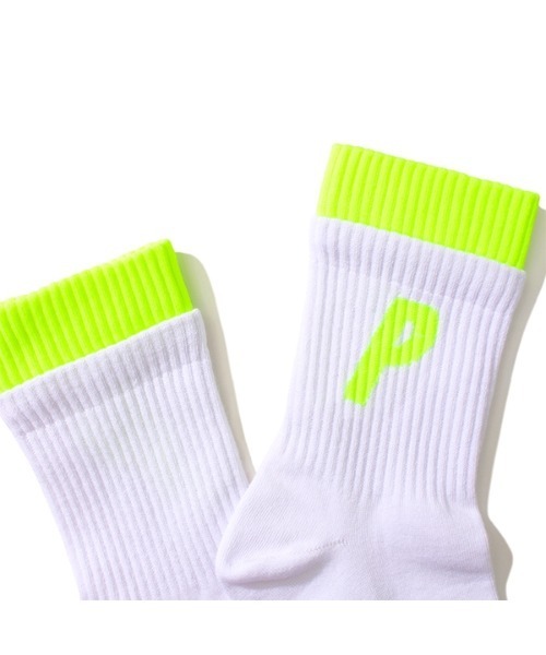 PERFECTCORNER(パーフェクトコーナー)の「【PERFECTCORNER 】蛍光ダブルレイヤーPロゴソックス(NO FILE) / PERFECTCORNER FLUORESENCE DOUBLE LAYER PLOGO SOCKS(NO FILE)(ソックス/靴下・レディース・ピンク/ライム/オレンジ・FREE)」の8枚目の写真