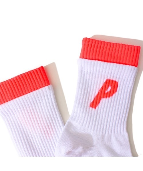PERFECTCORNER(パーフェクトコーナー)の「【PERFECTCORNER 】蛍光ダブルレイヤーPロゴソックス(NO FILE) / PERFECTCORNER FLUORESENCE DOUBLE LAYER PLOGO SOCKS(NO FILE)(ソックス/靴下・レディース・ピンク/ライム/オレンジ・FREE)」の5枚目の写真