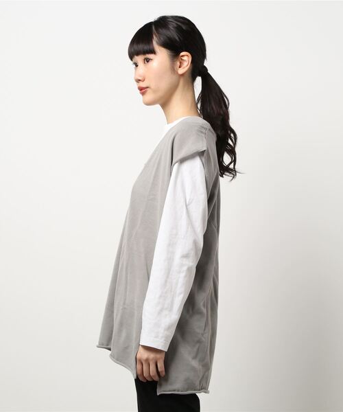MIDIUMISOLID（ミディウミソリッド）の「MIDUMISOLID for Ladies 変形Vネックベスト（ベスト・レディース・ブラック/ライトグレー/オフホワイト/ベージュ・FREE）」の6枚目の写真