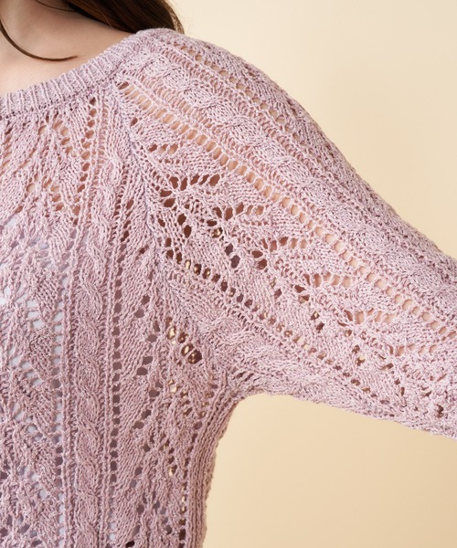 MIIA（ミーア）の「透かし編みオールインワン（つなぎ/オールインワン・レディース・パープル/オフホワイト/ブラック・FREE）」の16枚目の写真