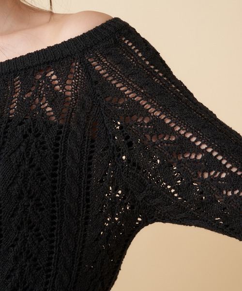 MIIA（ミーア）の「透かし編みオールインワン（つなぎ/オールインワン・レディース・パープル/オフホワイト/ブラック・FREE）」の9枚目の写真