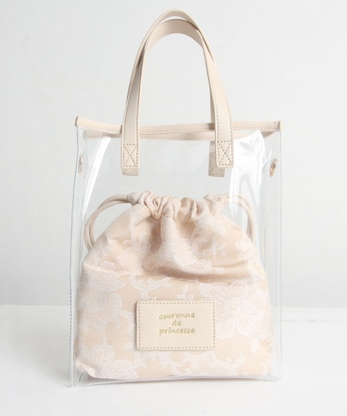 tocco closet（トッコ　クローゼット）の「レースポーチ付き２ＷＡＹフェイクレザー×クリアバッグ（ショルダーバッグ・レディース・ベージュ/オフホワイト・FREE）」の11枚目の写真