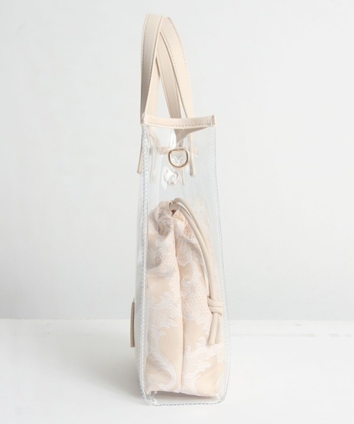tocco closet（トッコ　クローゼット）の「レースポーチ付き２ＷＡＹフェイクレザー×クリアバッグ（ショルダーバッグ・レディース・ベージュ/オフホワイト・FREE）」の18枚目の写真
