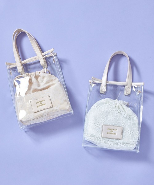 tocco closet（トッコ　クローゼット）の「レースポーチ付き２ＷＡＹフェイクレザー×クリアバッグ（ショルダーバッグ・レディース・ベージュ/オフホワイト・FREE）」の17枚目の写真