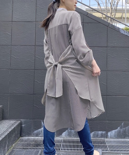 Scrap Book（スクラップブック）の「【Lallia Mu】切替ストライプブラウスワンピース（ワンピース・レディース・ホワイト系その他・FREE）」の6枚目の写真