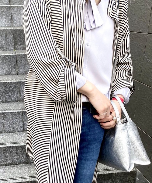 Scrap Book（スクラップブック）の「【Lallia Mu】切替ストライプブラウスワンピース（ワンピース・レディース・ホワイト系その他・FREE）」の5枚目の写真