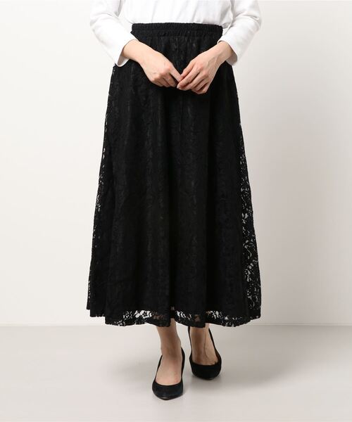Lace Ladies(レースレディース)の「ウエストゴム仕様 花柄総レースロングスカート(スカート・レディース・ピンク/ブラック/ライトグリーン/グリーン/ワインレッド・FREE)」の15枚目の写真