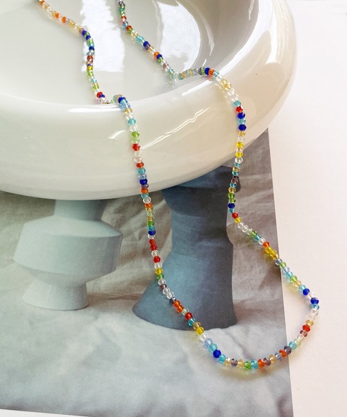 セレクトショップで購入　ビンテージ風ネックレス　カラフル　ブルーランク 16-17インチ タヒチアンブラックパール ペーパークリップ チェーン