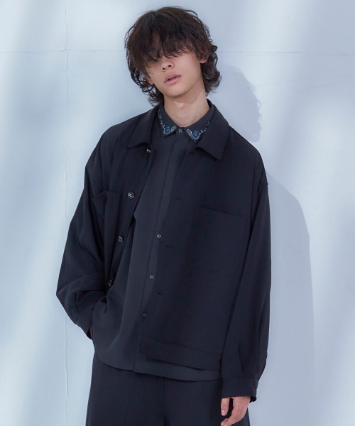 Loose/ルース（ルース）の「オーバーサイズ ドレープCPOブルゾン（ブルゾン・メンズ・ブラック/オフホワイト/ブラウン系その他/ダークブルー・S/M/L）」の3枚目の写真